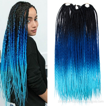 Wholesale Ombre 24 inch Heat Resistant Fiber Bulk Box Braid Crochet Braids 24 Roots/pack Synthetic Braiding Hair Extensions